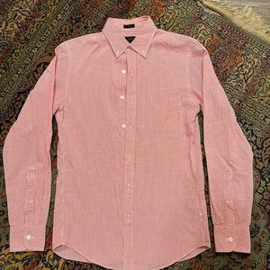 J. Crew Slim Long Sleeve Button Down Shirt Men's XS Pink Gingham Seersucker